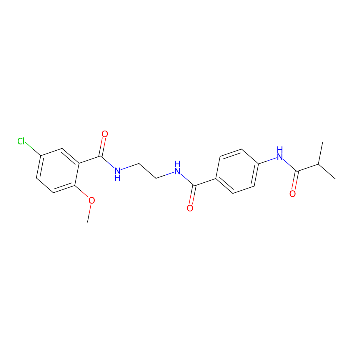 N-{2-[(5-chloro-2-methoxyphenyl)formamido]ethyl}-4-(2-methylpropanamido)benzamide molecular structure, CAS 1021206-89-2