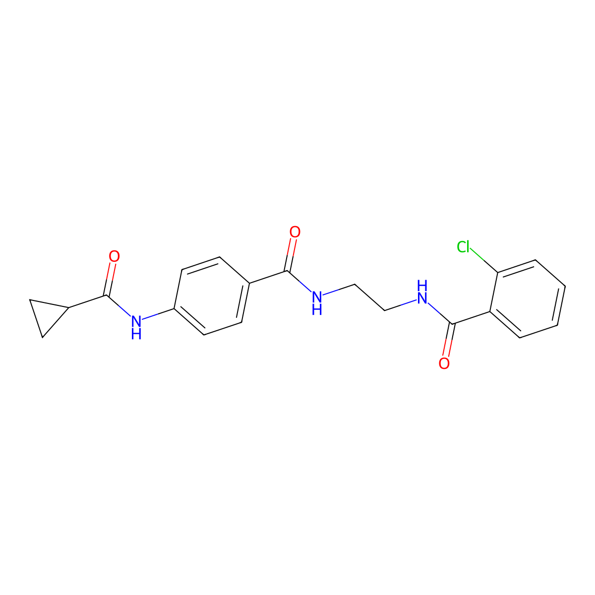 N-{2-[(2-chlorophenyl)formamido]ethyl}-4-cyclopropaneamidobenzamide molecular structure, CAS 1021206-94-9