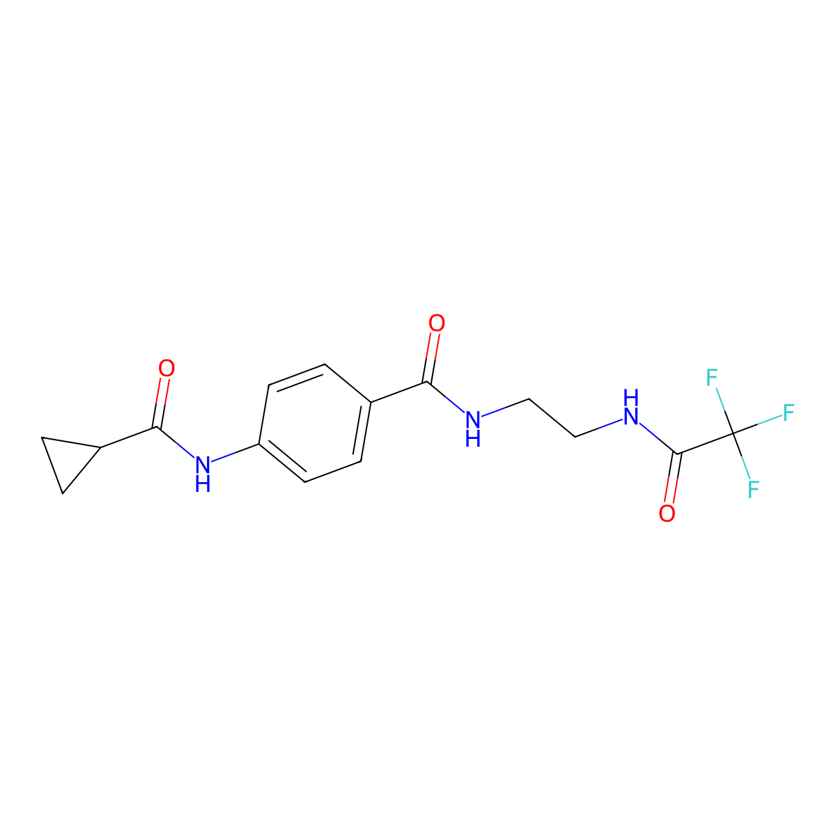 N-(4-{[2-(2,2,2-trifluoroacetamido)ethyl]carbamoyl}phenyl)cyclopropanecarboxamide molecular structure, CAS 1021206-98-3