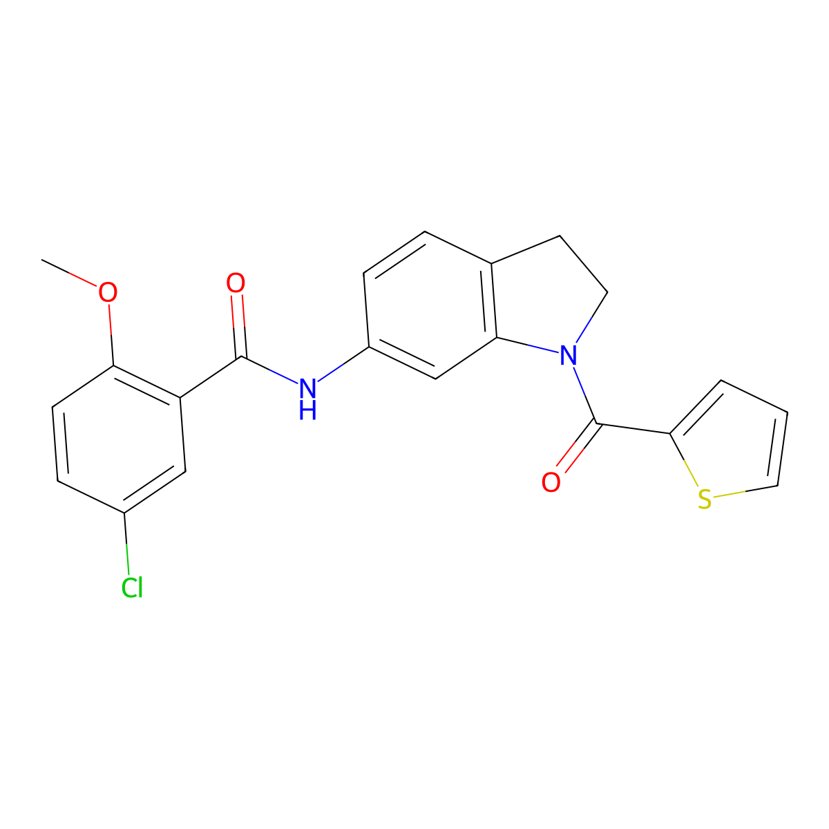 5-chloro-2-methoxy-N-(1-(thiophene-2-carbonyl)indolin-6-yl)benzamide molecular structure, CAS 1021206-99-4