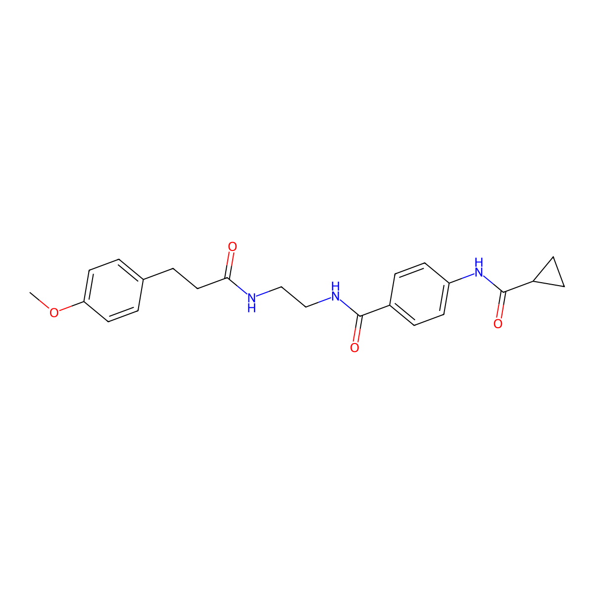 N-[4-({2-[3-(4-methoxyphenyl)propanamido]ethyl}carbamoyl)phenyl]cyclopropanecarboxamide molecular structure, CAS 1021207-00-0
