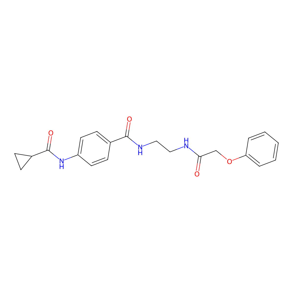 N-(4-{[2-(2-phenoxyacetamido)ethyl]carbamoyl}phenyl)cyclopropanecarboxamide molecular structure, CAS 1021207-02-2