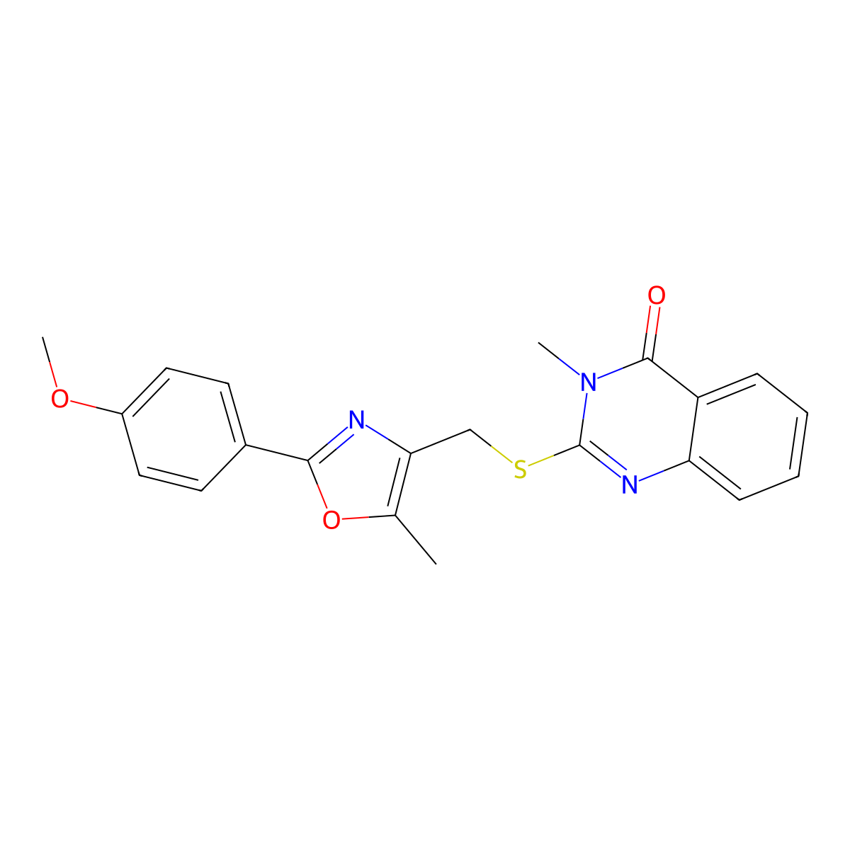 2-({[2-(4-Methoxyphenyl)-5-methyl-1,3-oxazol-4-yl]methyl}sulfanyl)-3-methyl-3,4-dihydroquinazolin-4-one molecular structure, CAS 1021207-11-3