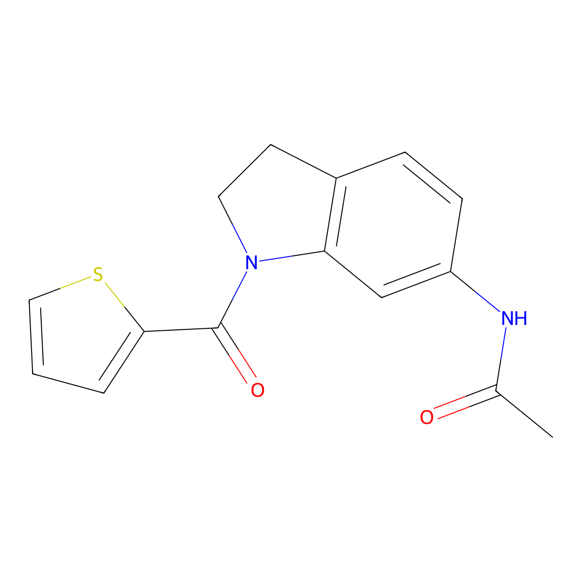 N-[1-(thiophene-2-carbonyl)-2,3-dihydro-1H-indol-6-yl]acetamide molecular structure, CAS 1021207-12-4