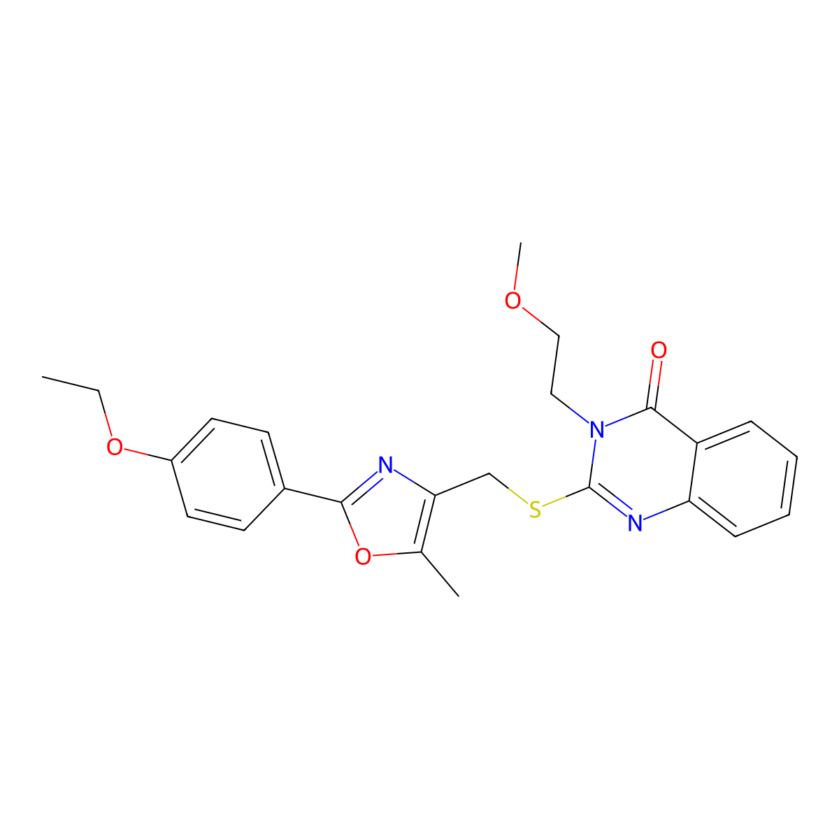 2-({[2-(4-Ethoxyphenyl)-5-methyl-1,3-oxazol-4-yl]methyl}sulfanyl)-3-(2-methoxyethyl)-3,4-dihydroquinazolin-4-one molecular structure, CAS 1021207-20-4