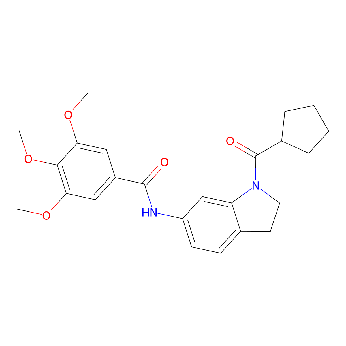 N-(1-(cyclopentanecarbonyl)indolin-6-yl)-3,4,5-trimethoxybenzamide molecular structure, CAS 1021207-24-8