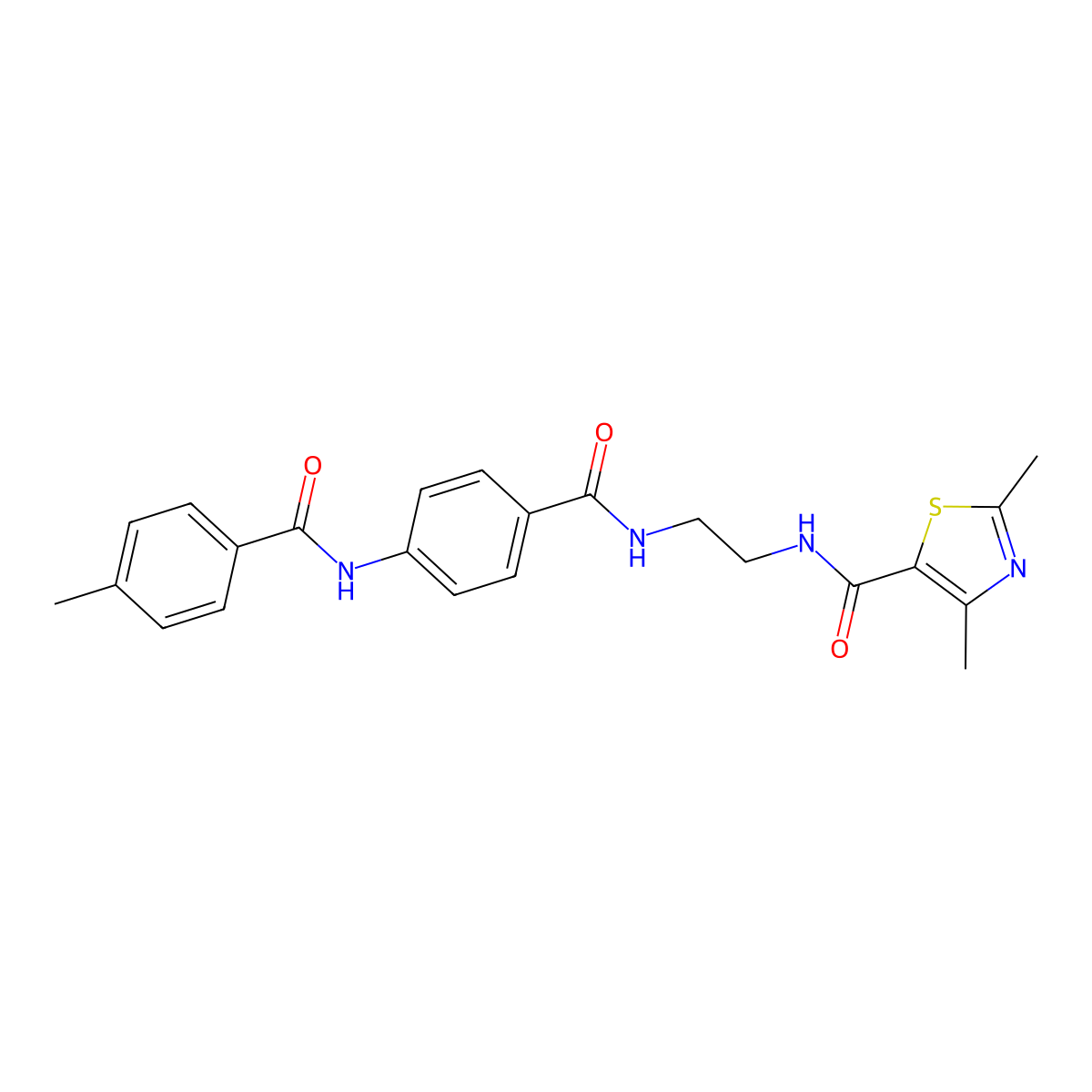 2,4-dimethyl-N-(2-(4-(4-methylbenzamido)benzamido)ethyl)thiazole-5-carboxamide molecular structure, CAS 1021207-25-9