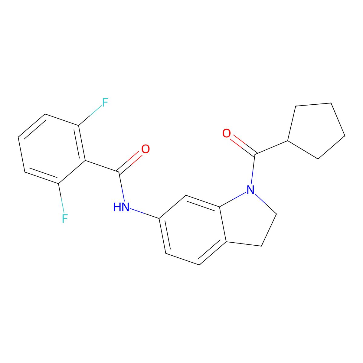 N-(1-cyclopentanecarbonyl-2,3-dihydro-1H-indol-6-yl)-2,6-difluorobenzamide molecular structure, CAS 1021207-27-1