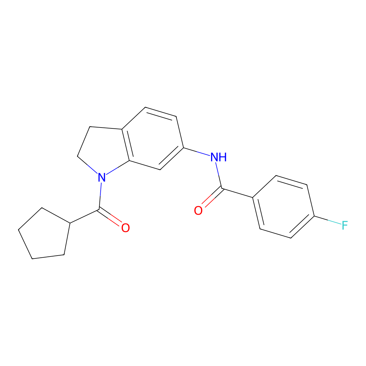 N-(1-(cyclopentanecarbonyl)indolin-6-yl)-4-fluorobenzamide molecular structure, CAS 1021207-31-7