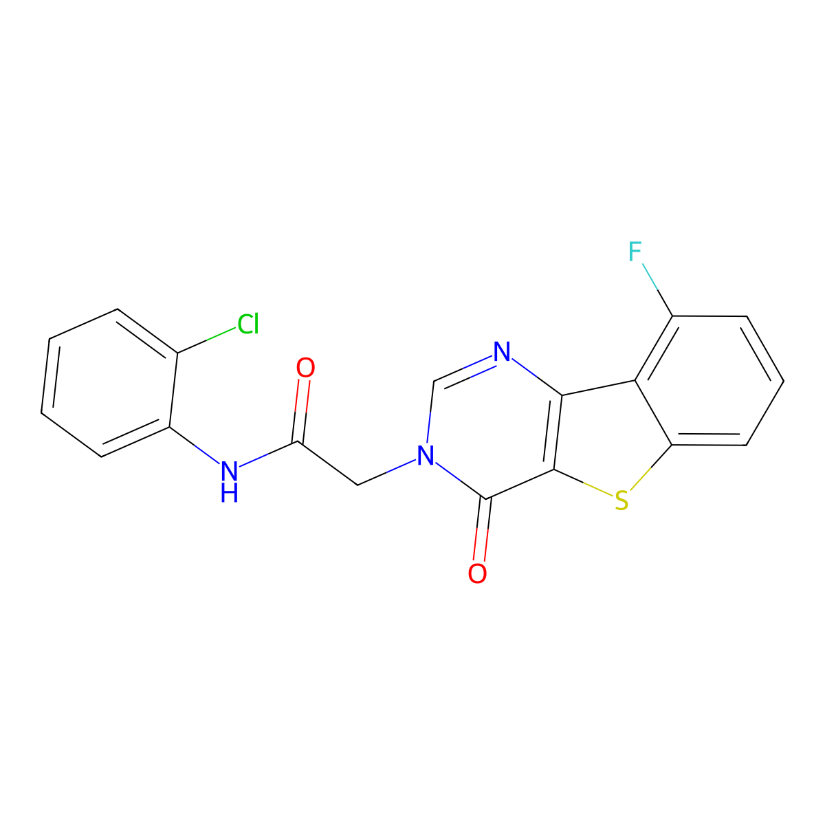 N-(2-chlorophenyl)-2-(9-fluoro-4-oxo[1]benzothieno[3,2-d]pyrimidin-3(4H)-yl)acetamide molecular structure, CAS 1021207-37-3