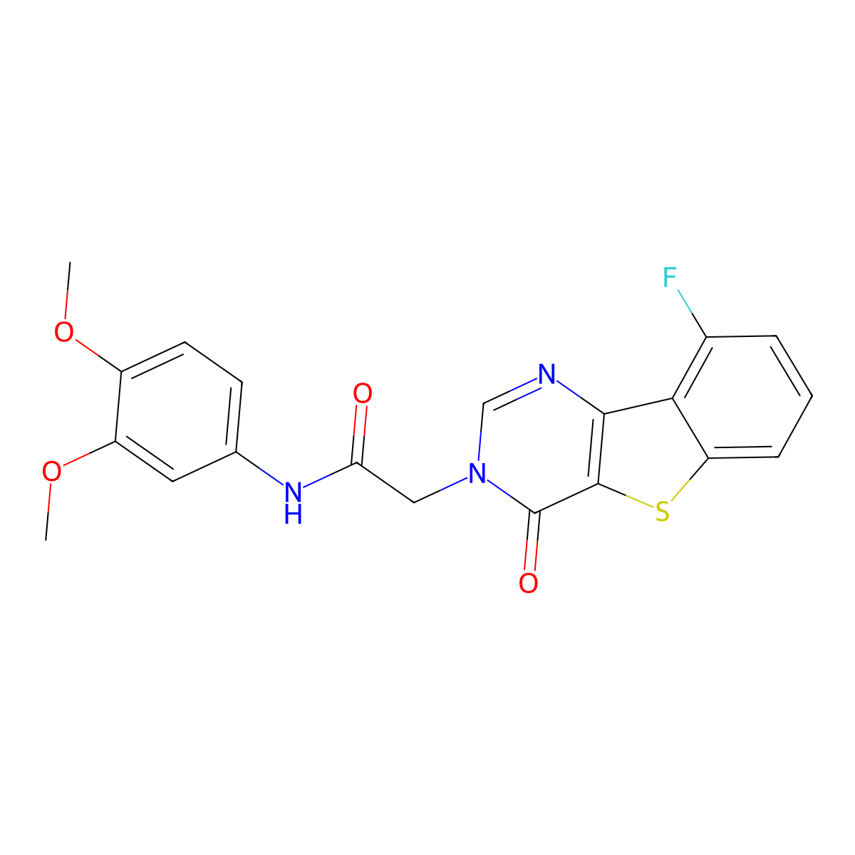N-(3,4-dimethoxyphenyl)-2-(9-fluoro-4-oxo[1]benzothieno[3,2-d]pyrimidin-3(4H)-yl)acetamide molecular structure, CAS 1021207-44-2