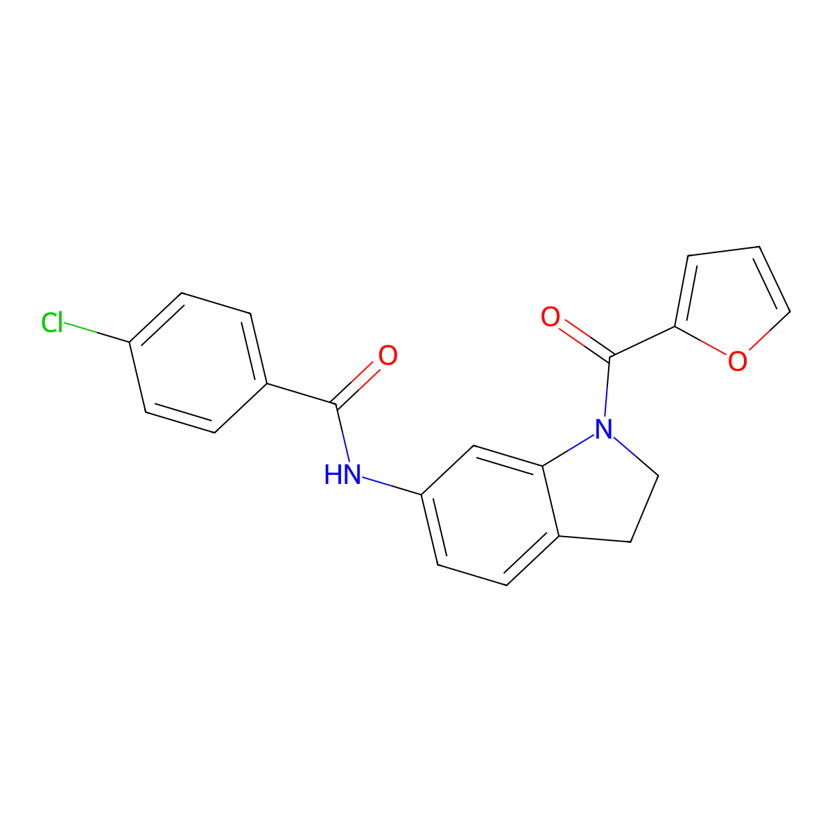 4-chloro-N-(1-(furan-2-carbonyl)indolin-6-yl)benzamide molecular structure, CAS 1021207-46-4