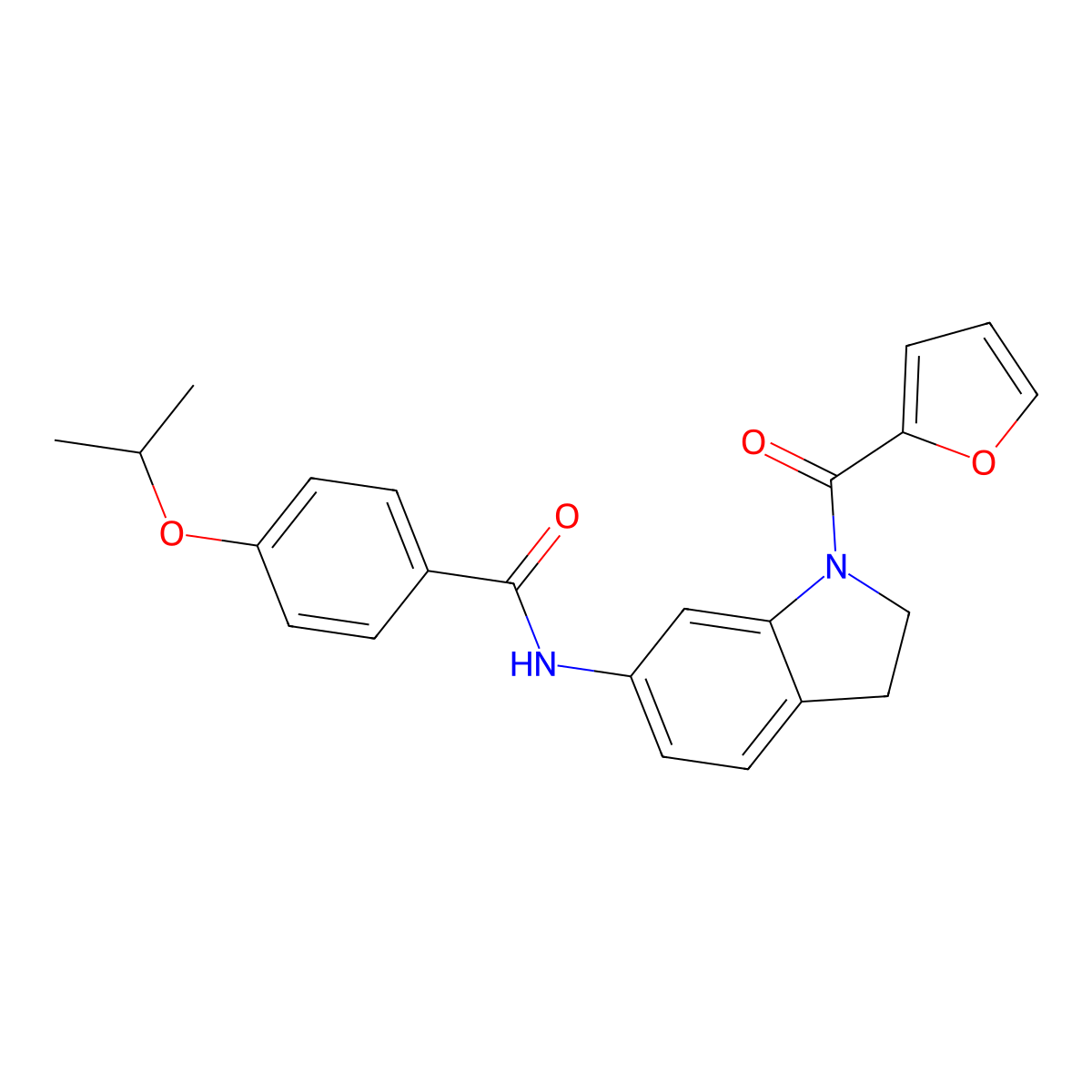 N-(1-(furan-2-carbonyl)indolin-6-yl)-4-isopropoxybenzamide molecular structure, CAS 1021207-49-7