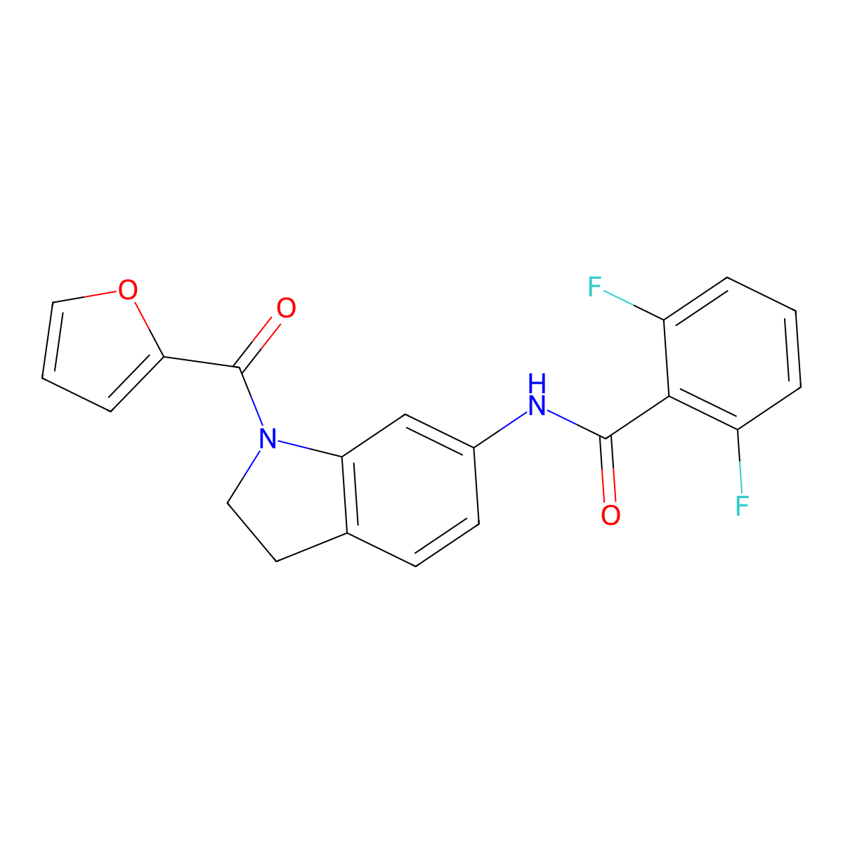 2,6-difluoro-N-(1-(furan-2-carbonyl)indolin-6-yl)benzamide molecular structure, CAS 1021207-52-2