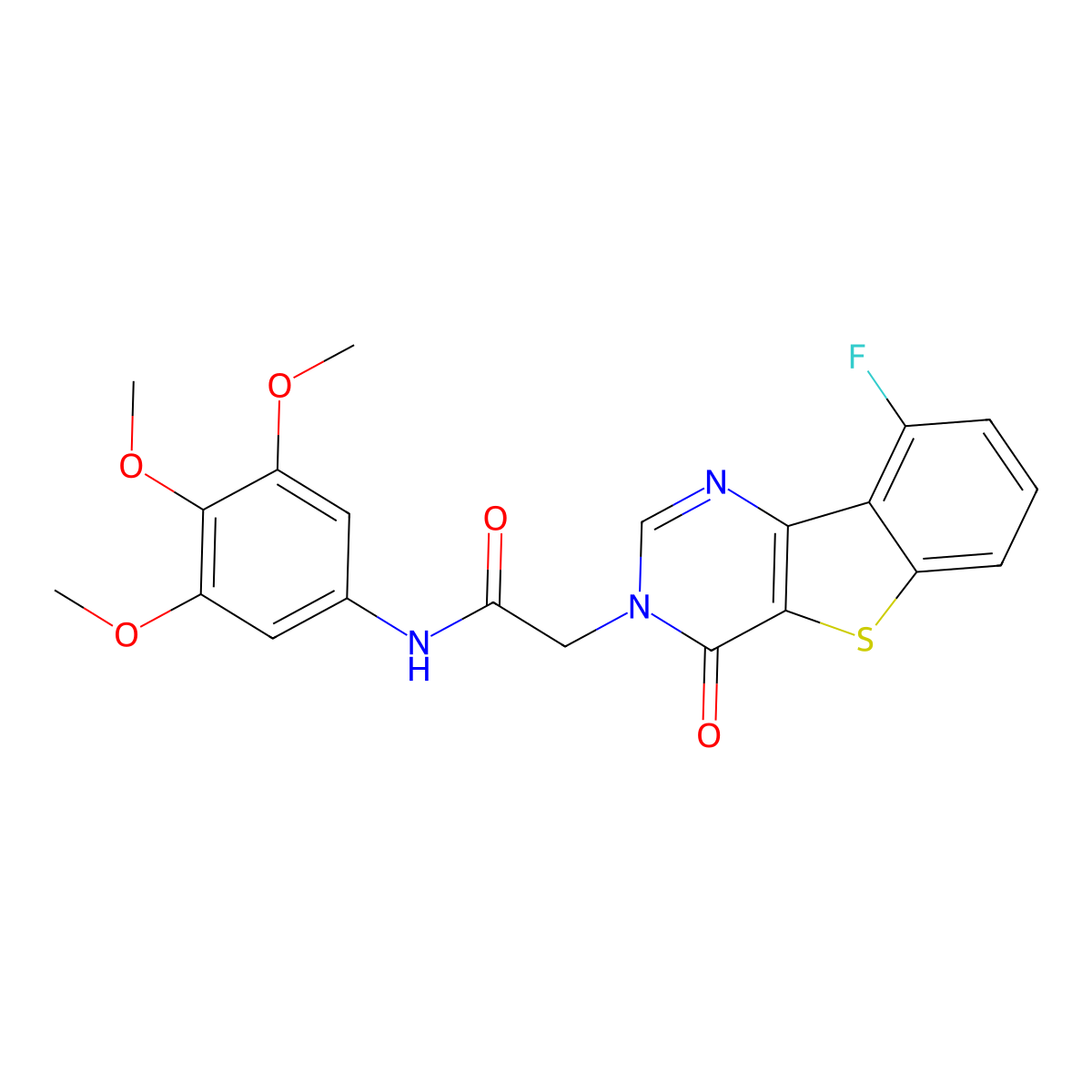 2-(9-fluoro-4-oxo[1]benzothieno[3,2-d]pyrimidin-3(4H)-yl)-N-(3,4,5-trimethoxyphenyl)acetamide molecular structure, CAS 1021207-53-3