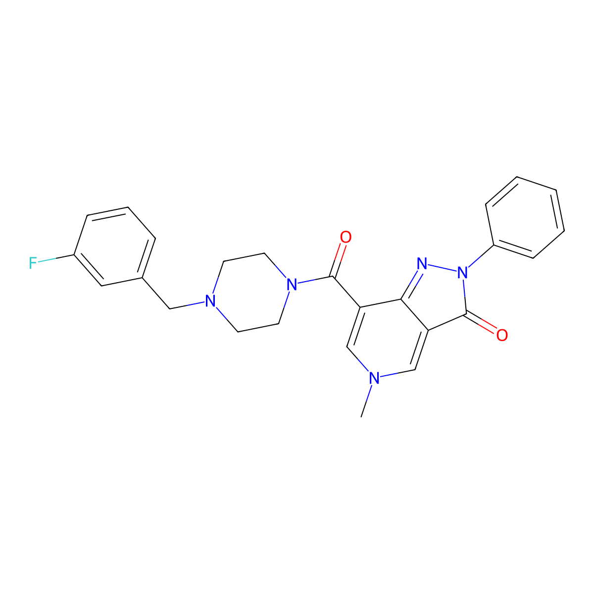 7-(4-(3-fluorobenzyl)piperazine-1-carbonyl)-5-methyl-2-phenyl-2H-pyrazolo[4,3-c]pyridin-3(5H)-one molecular structure, CAS 1021207-57-7