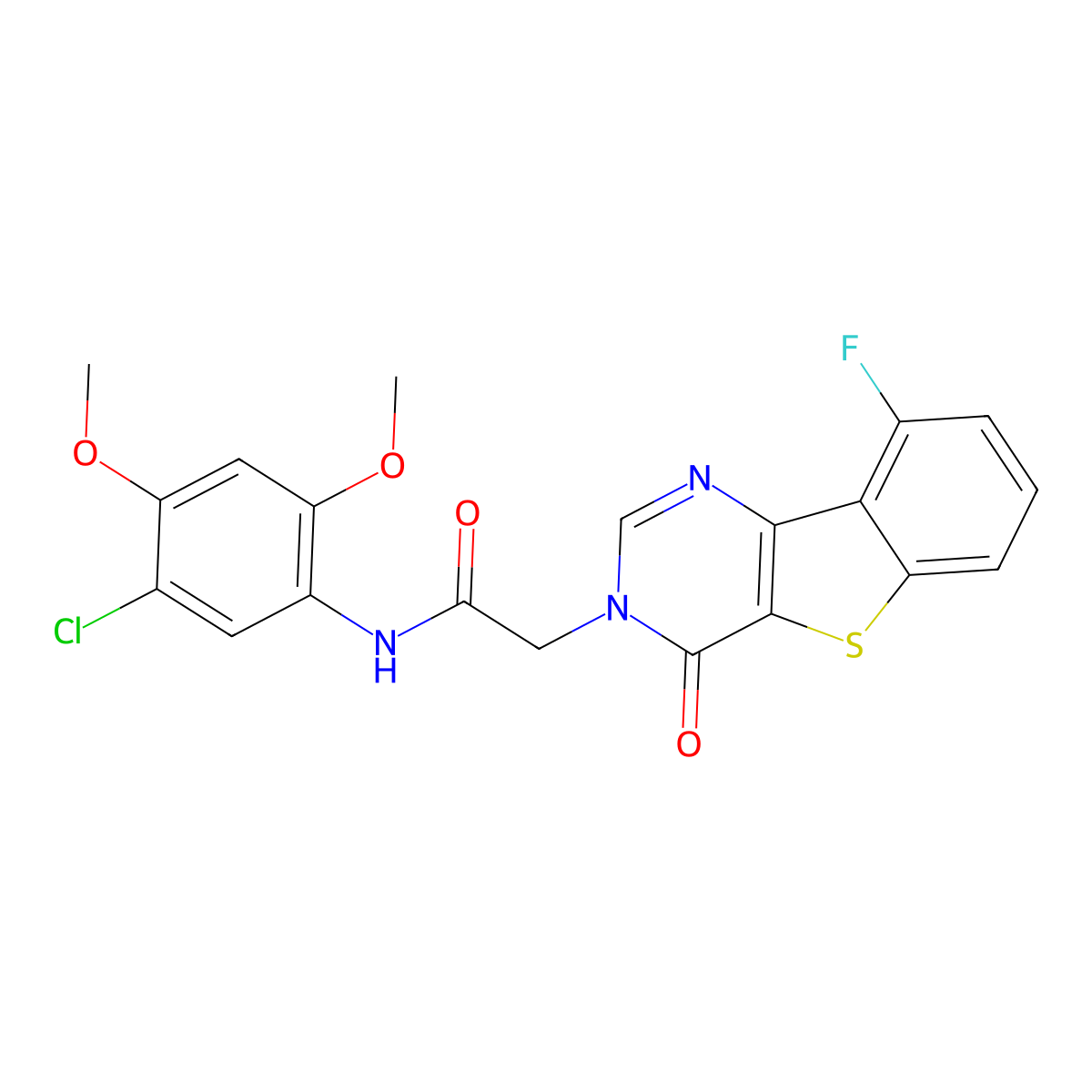 N-(5-chloro-2,4-dimethoxyphenyl)-2-(9-fluoro-4-oxo[1]benzothieno[3,2-d]pyrimidin-3(4H)-yl)acetamide molecular structure, CAS 1021207-59-9