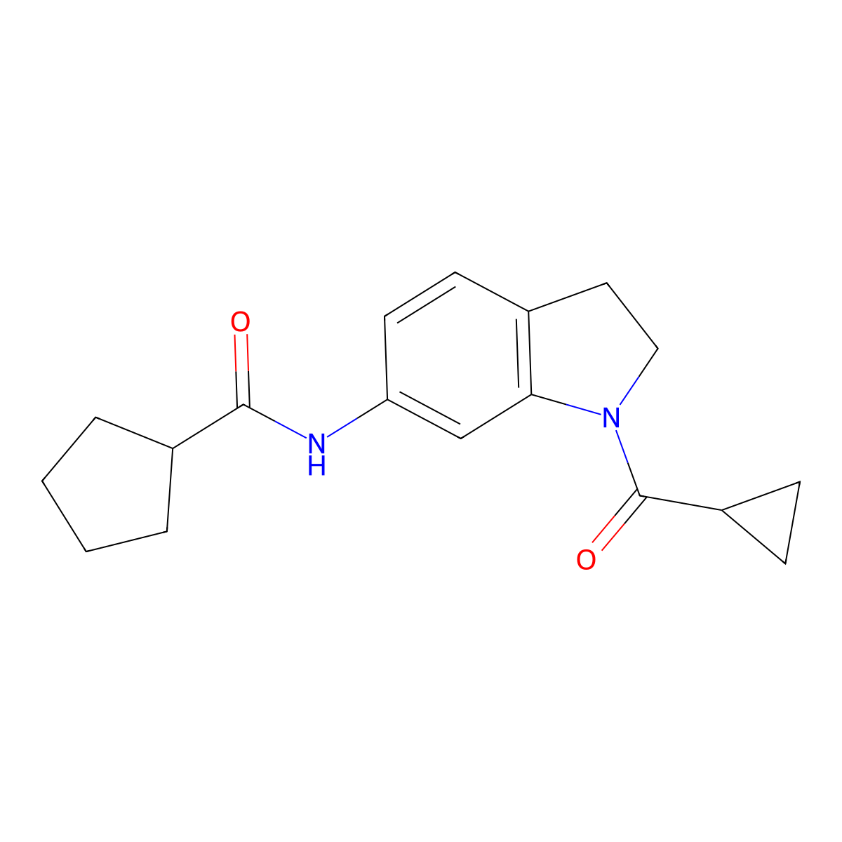 N-(1-cyclopropanecarbonyl-2,3-dihydro-1H-indol-6-yl)cyclopentanecarboxamide molecular structure, CAS 1021207-73-7
