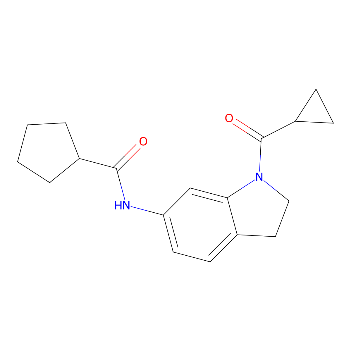 N-(1-cyclopropanecarbonyl-2,3-dihydro-1H-indol-6-yl)cyclopentanecarboxamide molecular structure, CAS 1021207-73-7