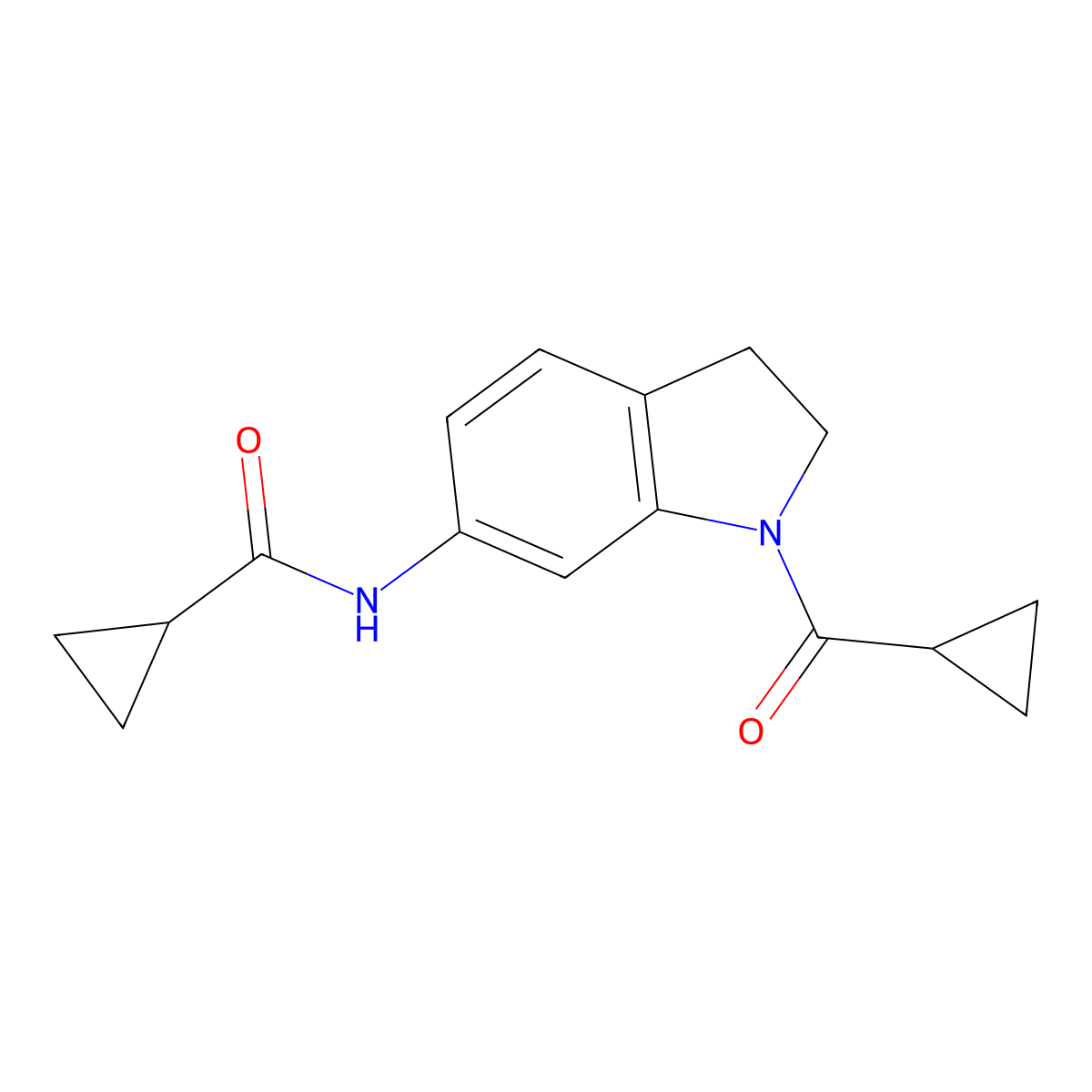 N-(1-cyclopropanecarbonyl-2,3-dihydro-1H-indol-6-yl)cyclopropanecarboxamide molecular structure, CAS 1021207-77-1