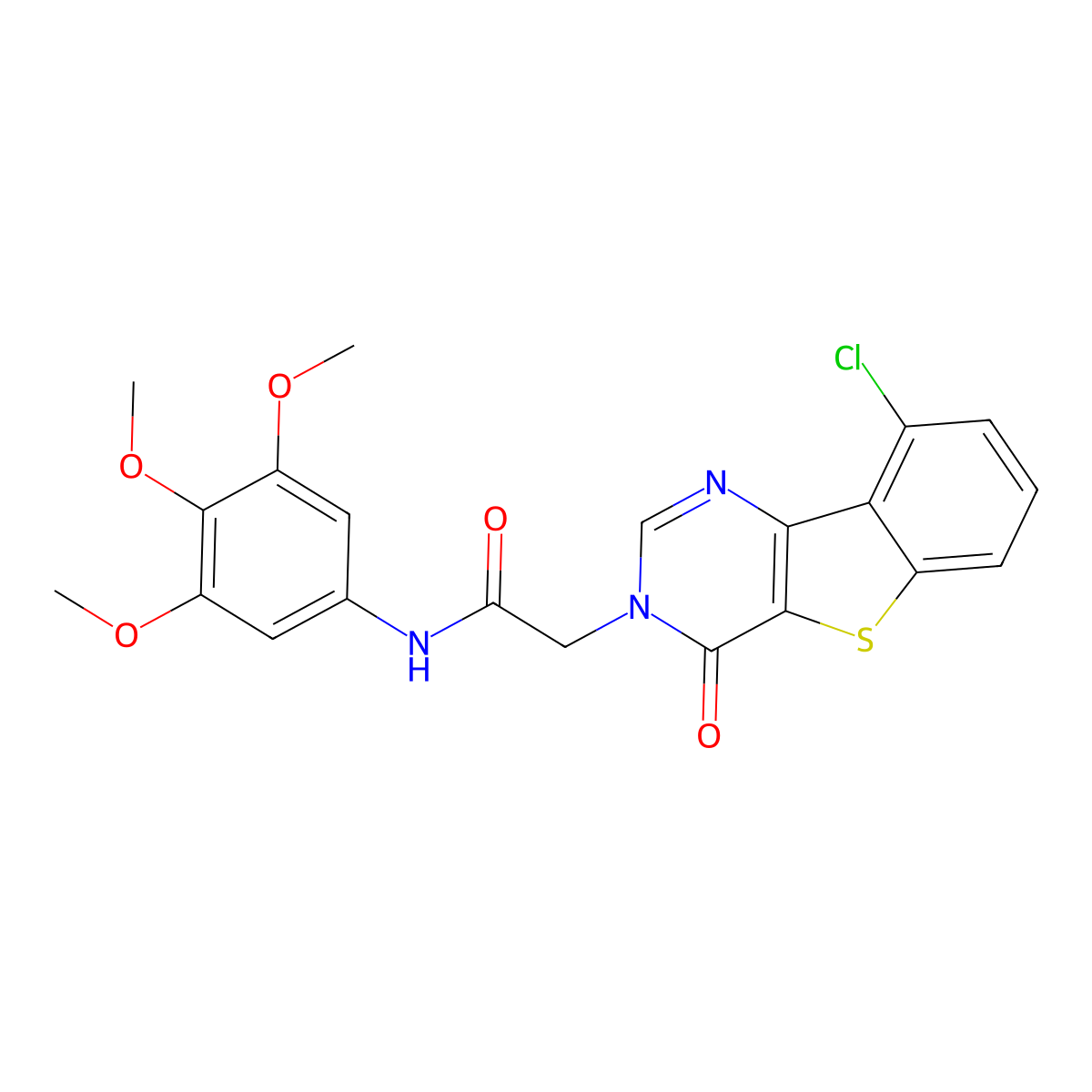 2-(9-chloro-4-oxo[1]benzothieno[3,2-d]pyrimidin-3(4H)-yl)-N-(3,4,5-trimethoxyphenyl)acetamide molecular structure, CAS 1021207-82-8