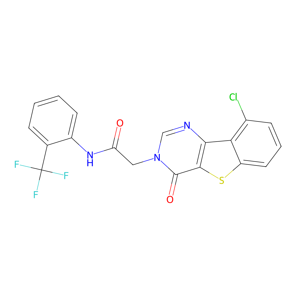 2-(9-chloro-4-oxo[1]benzothieno[3,2-d]pyrimidin-3(4H)-yl)-N-[2-(trifluoromethyl)phenyl]acetamide molecular structure, CAS 1021207-84-0
