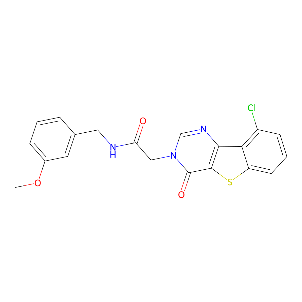 2-(9-chloro-4-oxo[1]benzothieno[3,2-d]pyrimidin-3(4H)-yl)-N-(3-methoxybenzyl)acetamide molecular structure, CAS 1021207-86-2