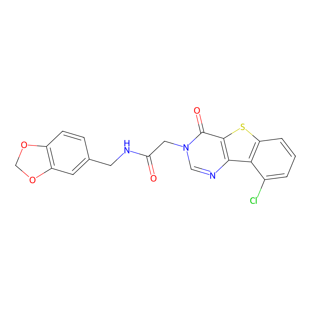 N-(1,3-benzodioxol-5-ylmethyl)-2-(9-chloro-4-oxo[1]benzothieno[3,2-d]pyrimidin-3(4H)-yl)acetamide molecular structure, CAS 1021207-89-5