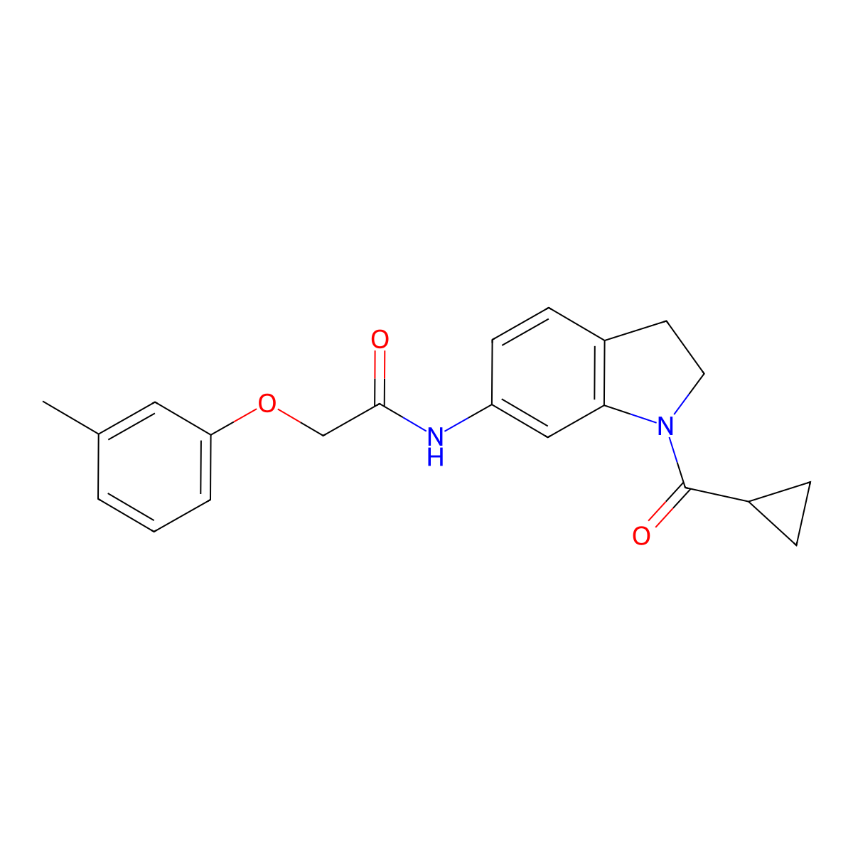 N-(1-cyclopropanecarbonyl-2,3-dihydro-1H-indol-6-yl)-2-(3-methylphenoxy)acetamide molecular structure, CAS 1021207-96-4