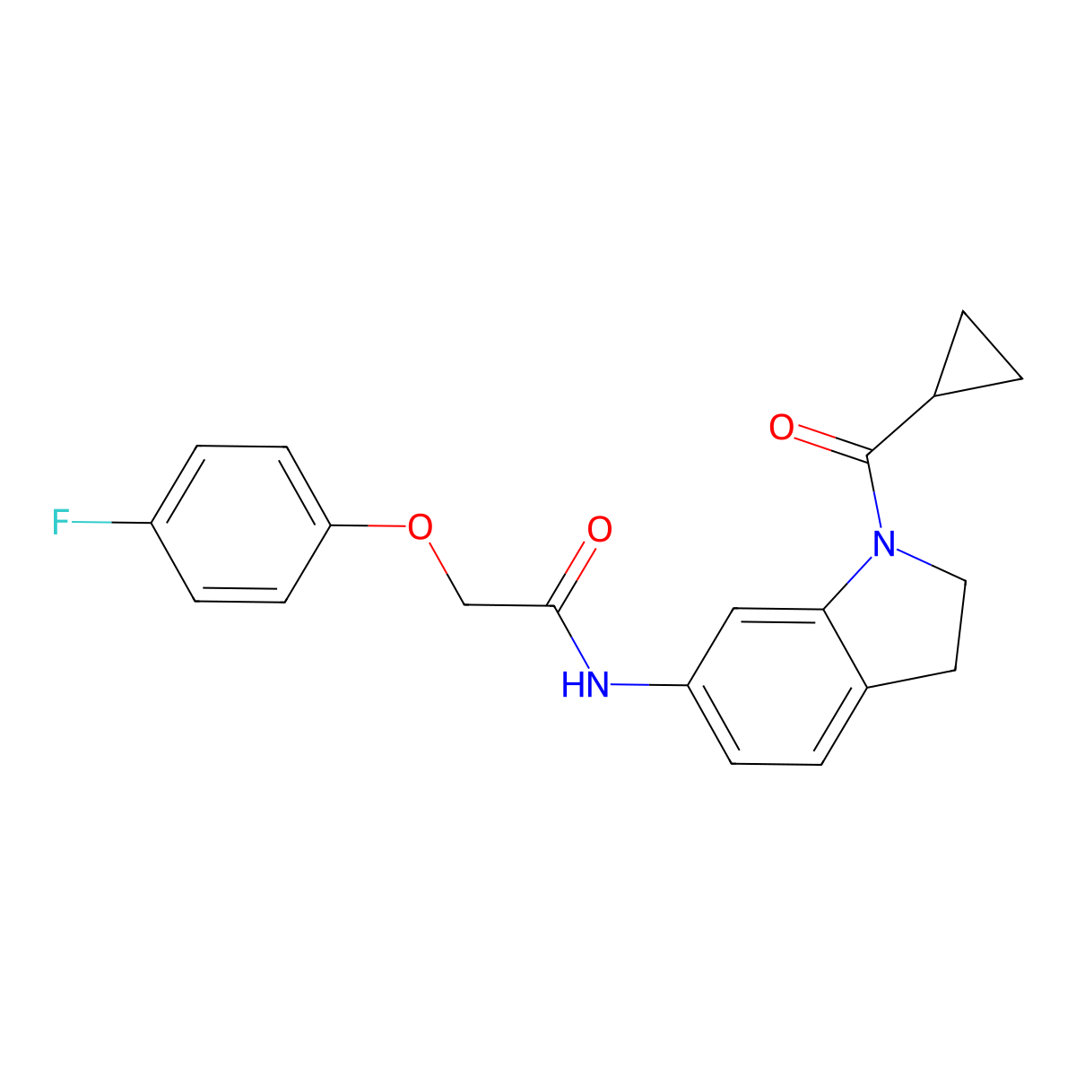 N-(1-(cyclopropanecarbonyl)indolin-6-yl)-2-(4-fluorophenoxy)acetamide molecular structure, CAS 1021207-99-7