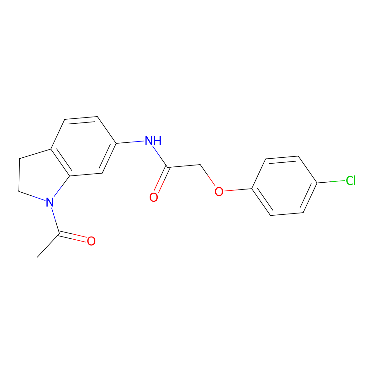 N-(1-acetyl-2,3-dihydro-1H-indol-6-yl)-2-(4-chlorophenoxy)acetamide molecular structure, CAS 1021208-02-5