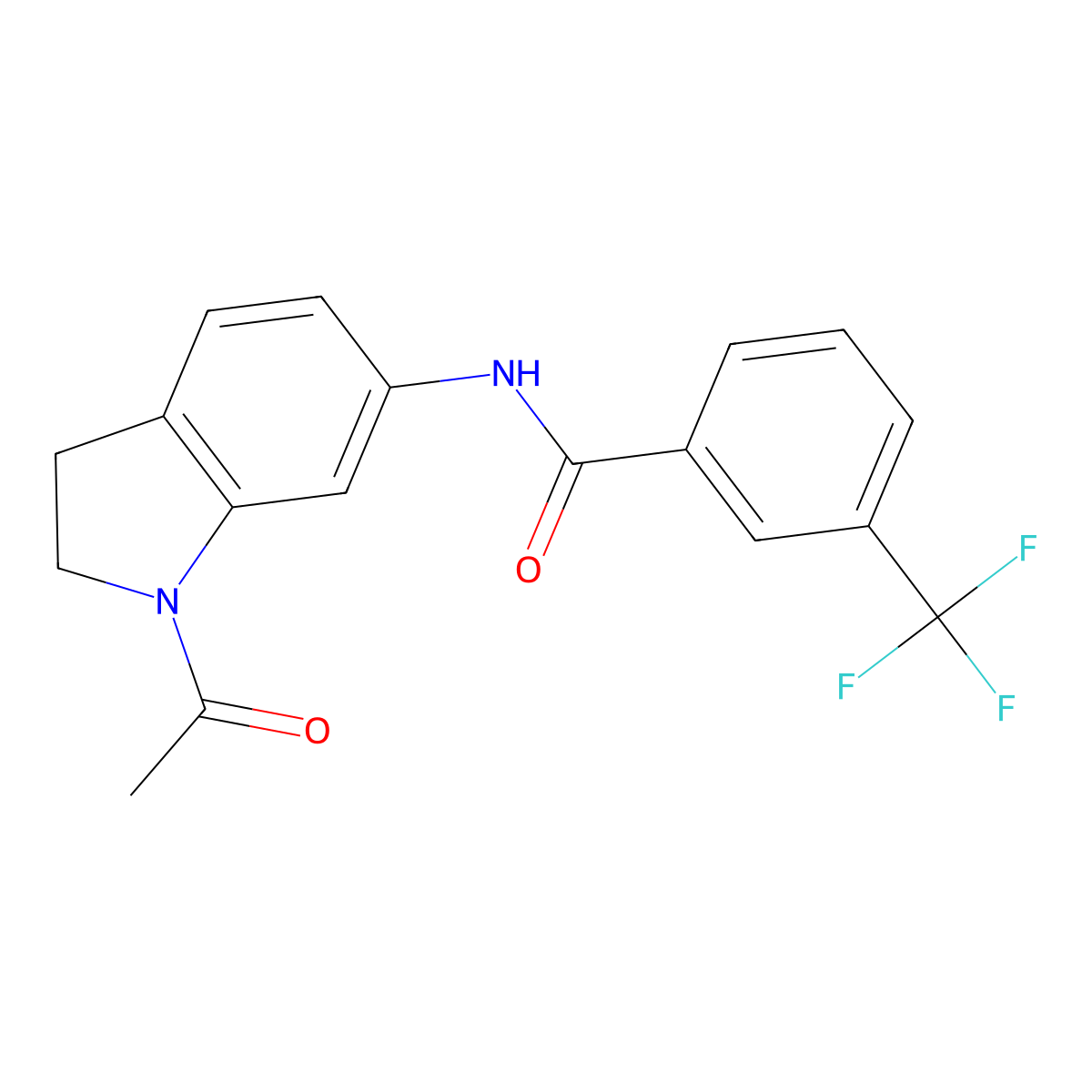 N-(1-acetyl-2,3-dihydro-1H-indol-6-yl)-3-(trifluoromethyl)benzamide molecular structure, CAS 1021208-08-1