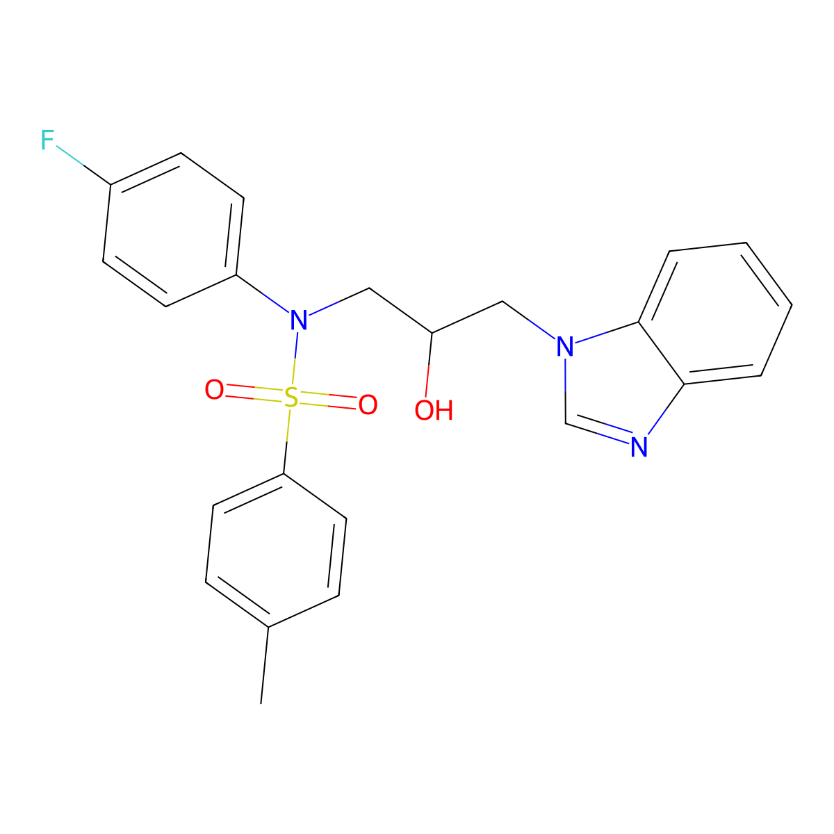N-(3-(1H-benzo[d]imidazol-1-yl)-2-hydroxypropyl)-N-(4-fluorophenyl)-4-methylbenzenesulfonamide molecular structure, CAS 1021208-09-2