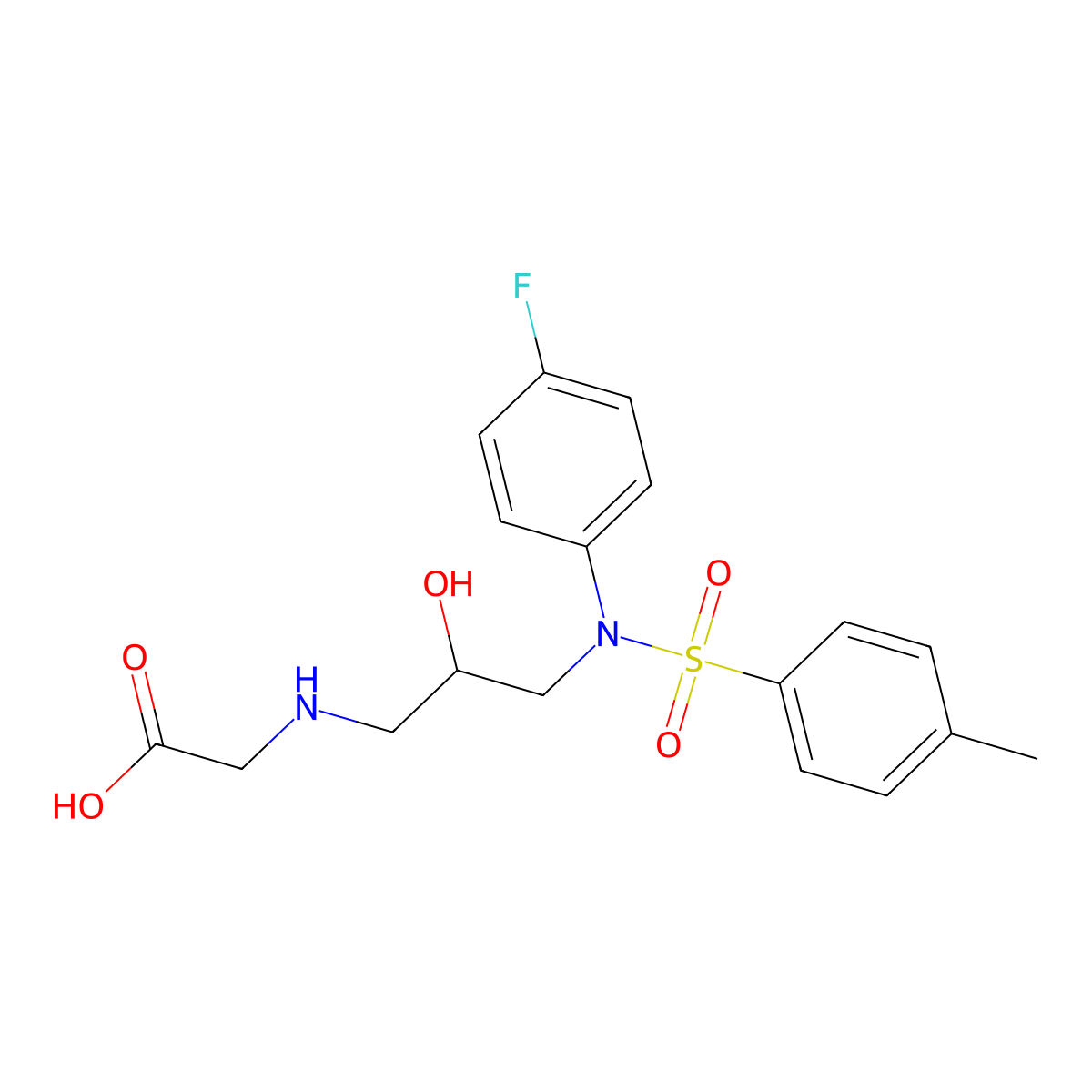 2-({3-[N-(4-fluorophenyl)4-methylbenzenesulfonamido]-2-hydroxypropyl}amino)acetic acid molecular structure, CAS 1021208-12-7
