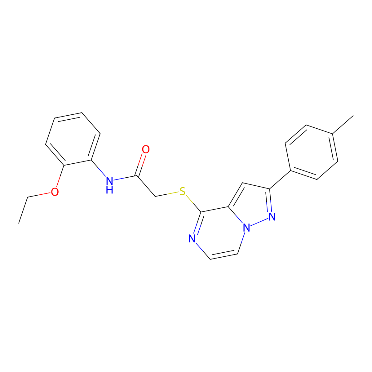 N-(2-Ethoxyphenyl)-2-{[2-(4-methylphenyl)pyrazolo[1,5-A]pyrazin-4-YL]sulfanyl}acetamide molecular structure, CAS 1021208-16-1