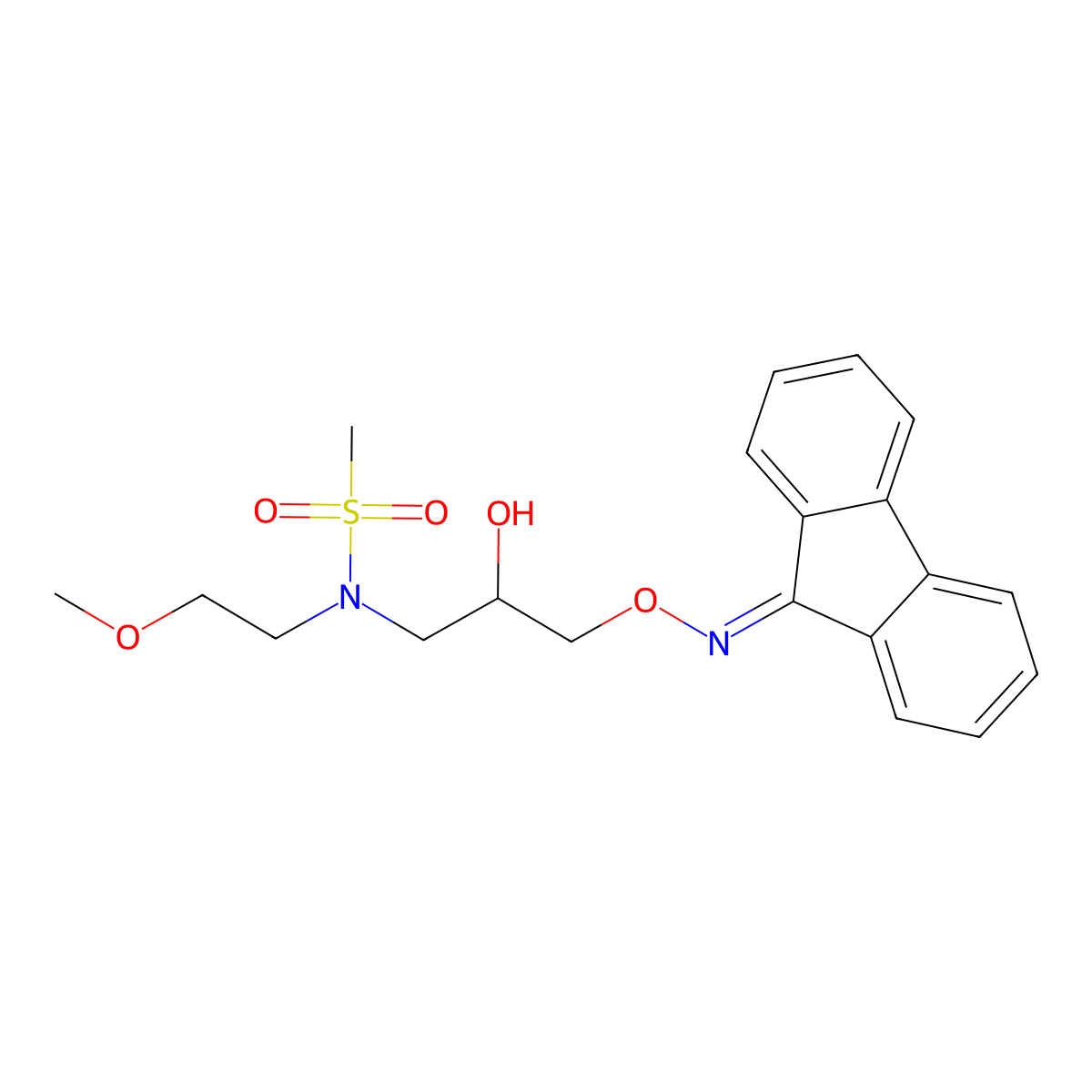 N-(3-(((9H-fluoren-9-ylidene)amino)oxy)-2-hydroxypropyl)-N-(2-methoxyethyl)methanesulfonamide molecular structure, CAS 1021208-18-3