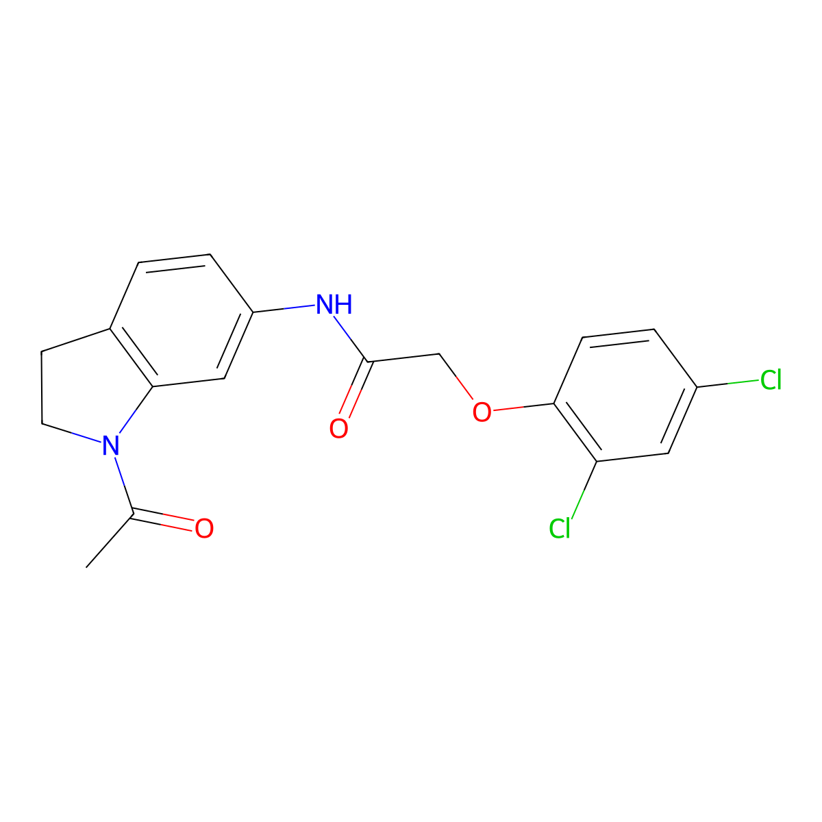 N-(1-acetylindolin-6-yl)-2-(2,4-dichlorophenoxy)acetamide molecular structure, CAS 1021208-23-0