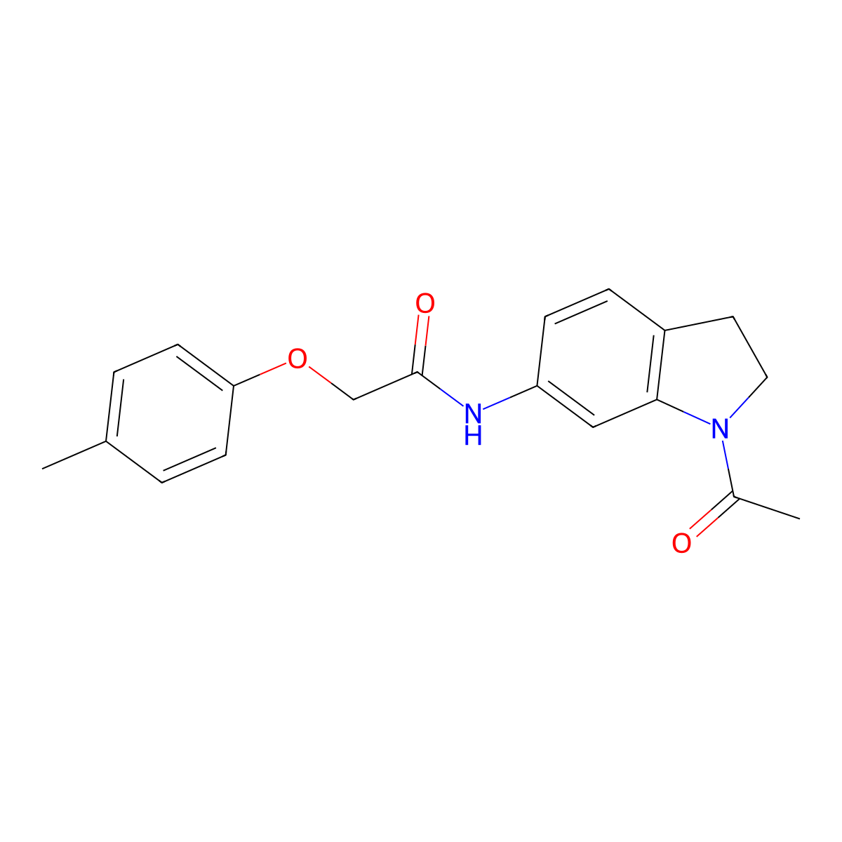 N-(1-acetyl-2,3-dihydro-1H-indol-6-yl)-2-(4-methylphenoxy)acetamide molecular structure, CAS 1021208-28-5