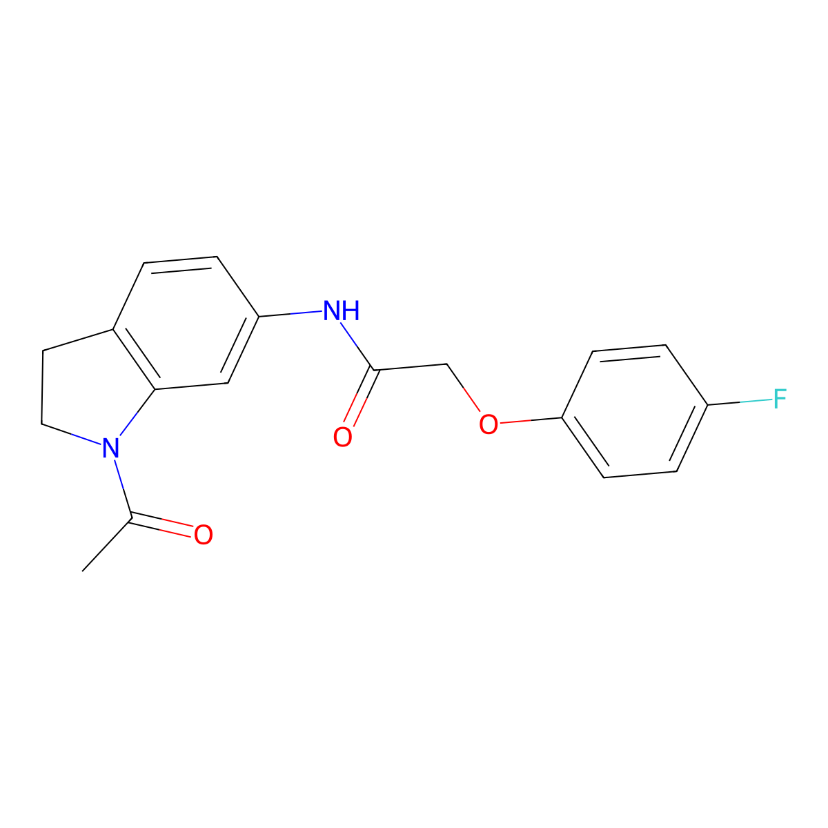 N-(1-acetyl-2,3-dihydro-1H-indol-6-yl)-2-(4-fluorophenoxy)acetamide molecular structure, CAS 1021208-30-9