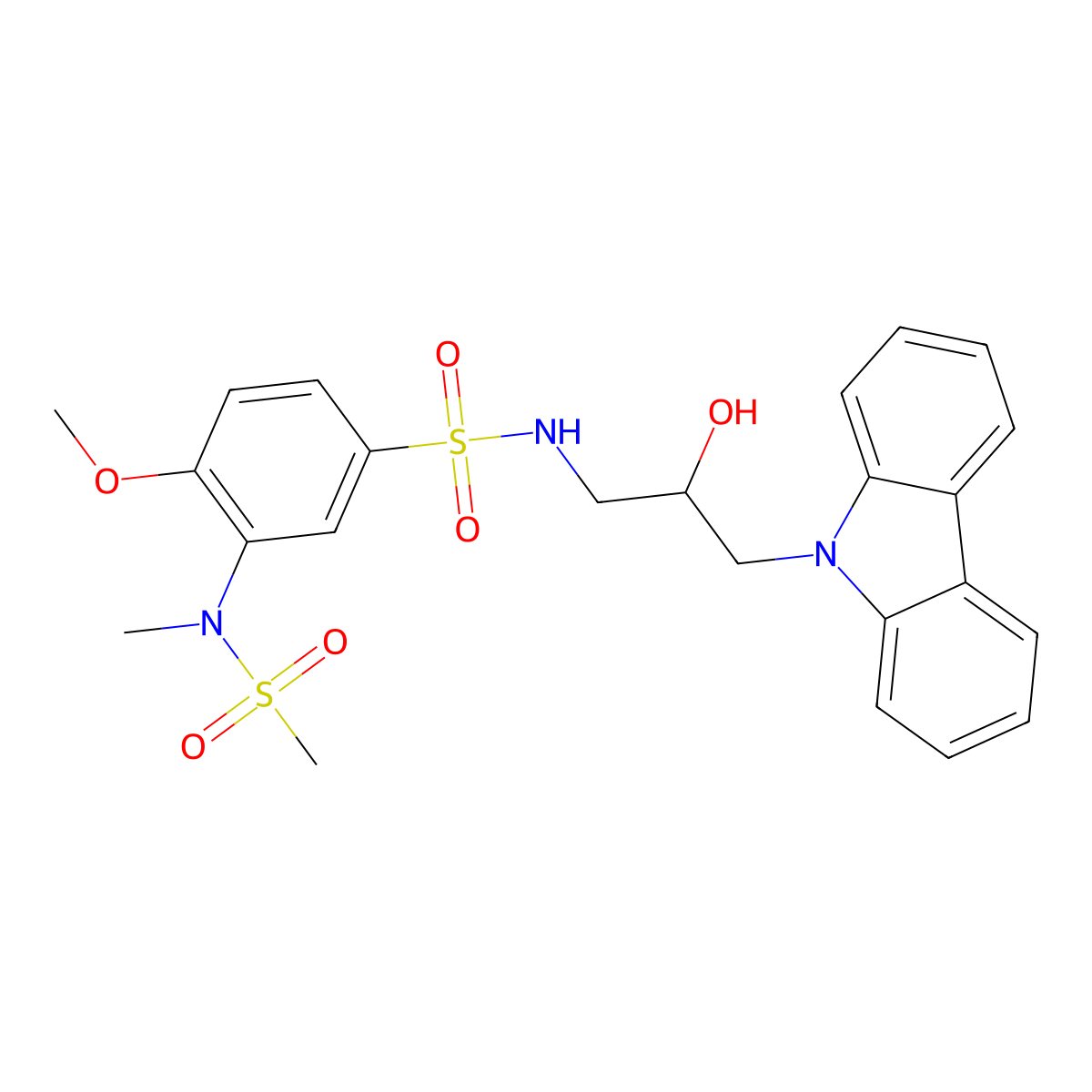N-(3-(9H-carbazol-9-yl)-2-hydroxypropyl)-4-methoxy-3-(N-methylmethylsulfonamido)benzenesulfonamide molecular structure, CAS 1021208-32-1