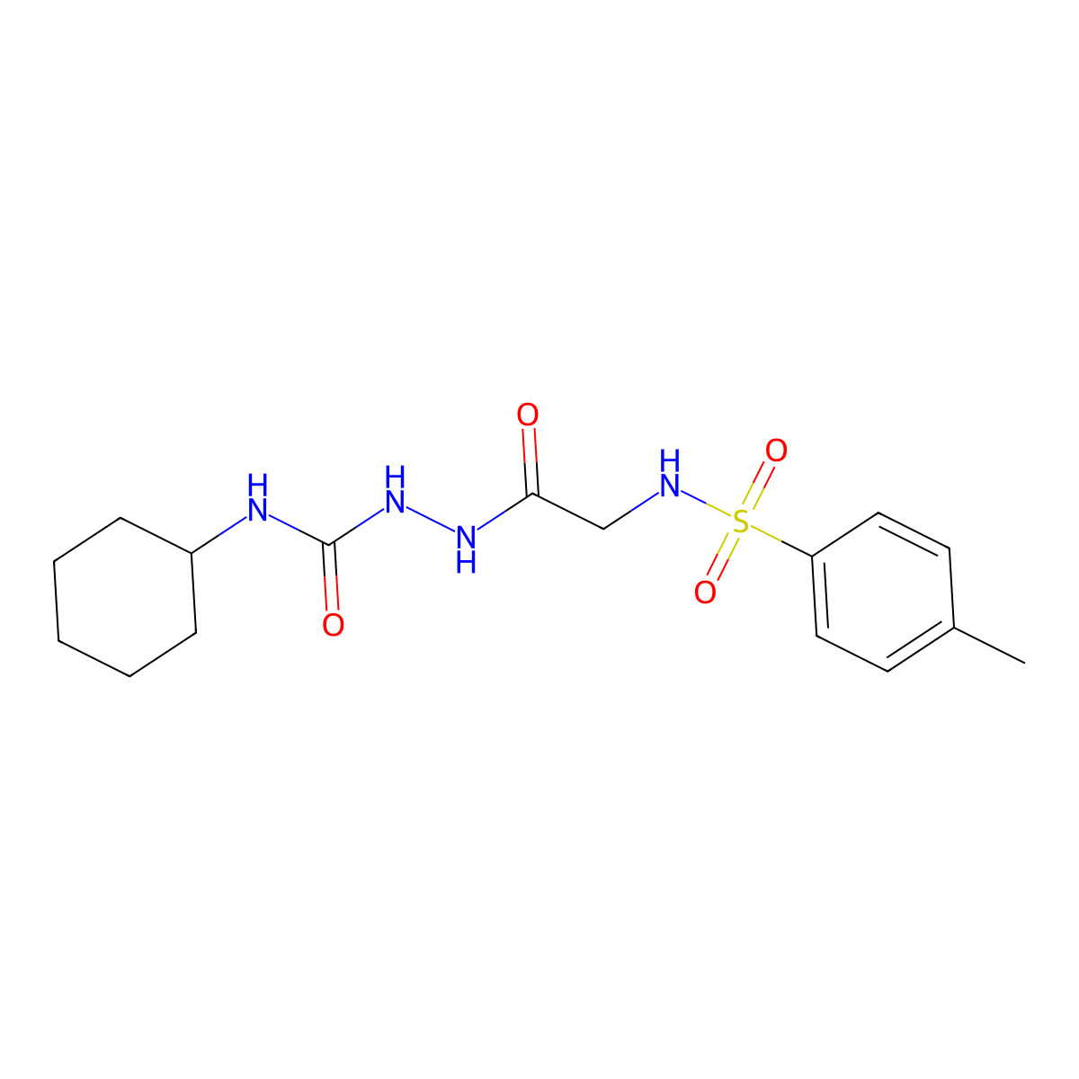 N-[(cyclohexylcarbamoyl)amino]-2-(4-methylbenzenesulfonamido)acetamide molecular structure, CAS 1021208-35-4