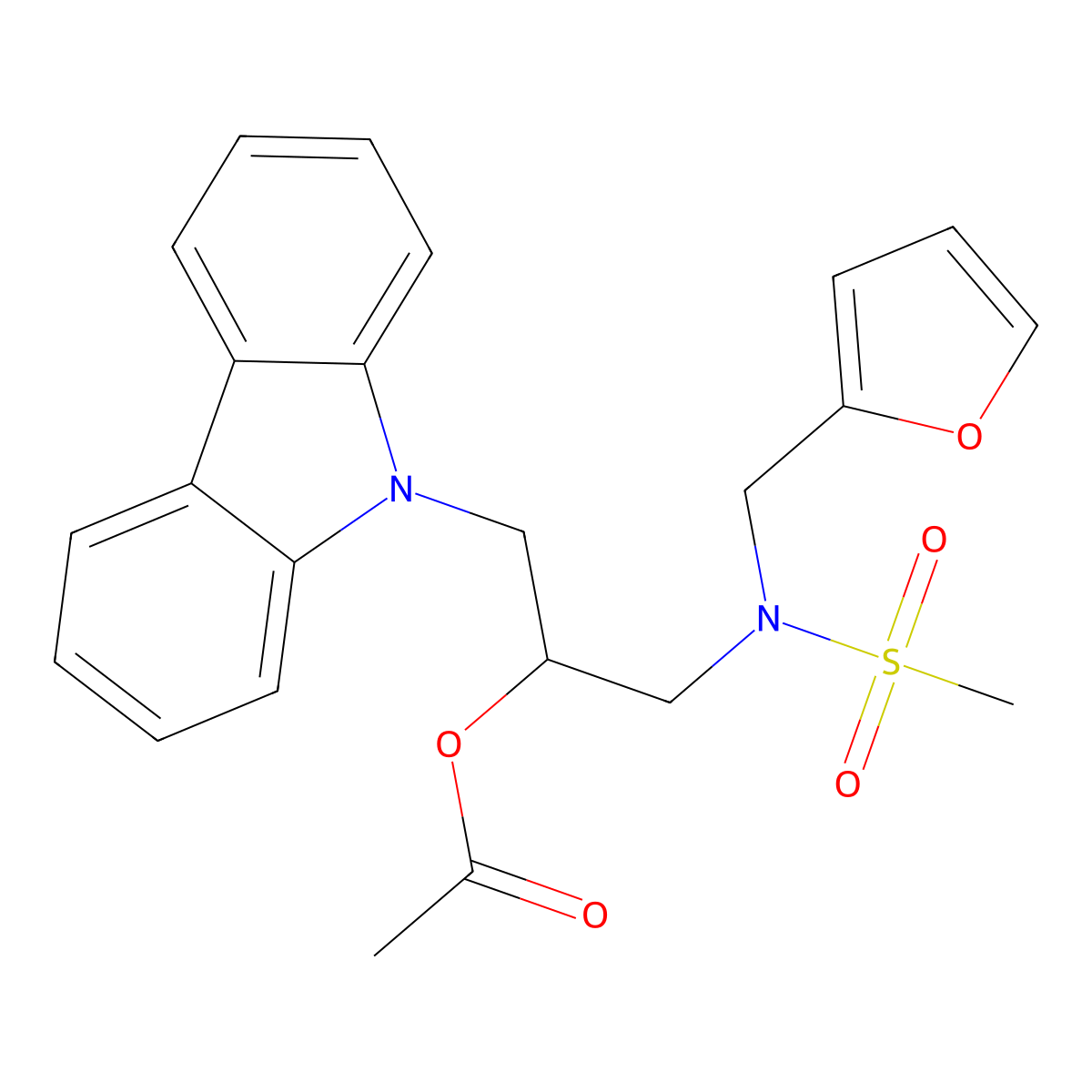 1-(9H-carbazol-9-yl)-3-(N-(furan-2-ylmethyl)methylsulfonamido)propan-2-yl acetate molecular structure, CAS 1021208-44-5