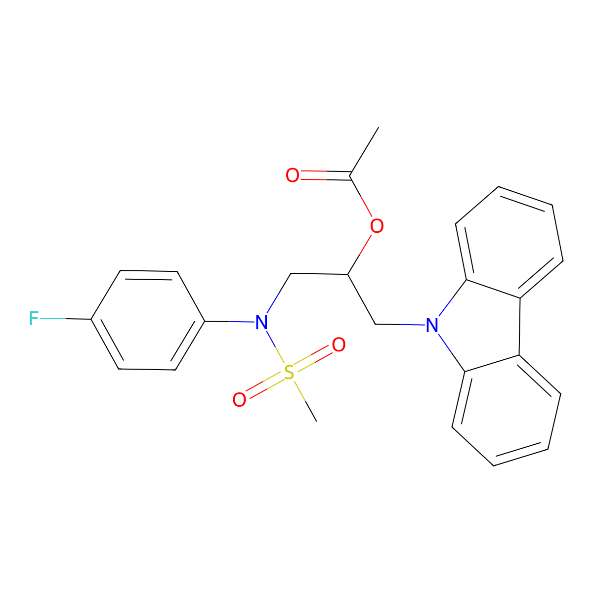 1-(9H-carbazol-9-yl)-3-(N-(4-fluorophenyl)methylsulfonamido)propan-2-yl acetate molecular structure, CAS 1021208-47-8