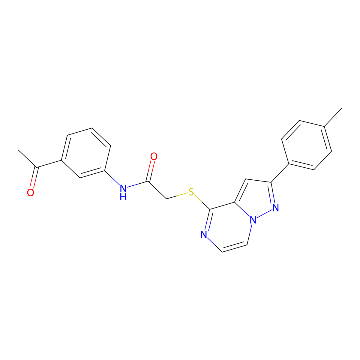 N-(3-Acetylphenyl)-2-{[2-(4-methylphenyl)pyrazolo[1,5-A]pyrazin-4-YL]sulfanyl}acetamide molecular structure, CAS 1021208-48-9