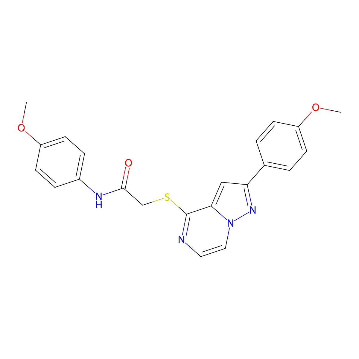 N-(4-methoxyphenyl)-2-{[2-(4-methoxyphenyl)pyrazolo[1,5-a]pyrazin-4-yl]sulfanyl}acetamide molecular structure, CAS 1021208-60-5