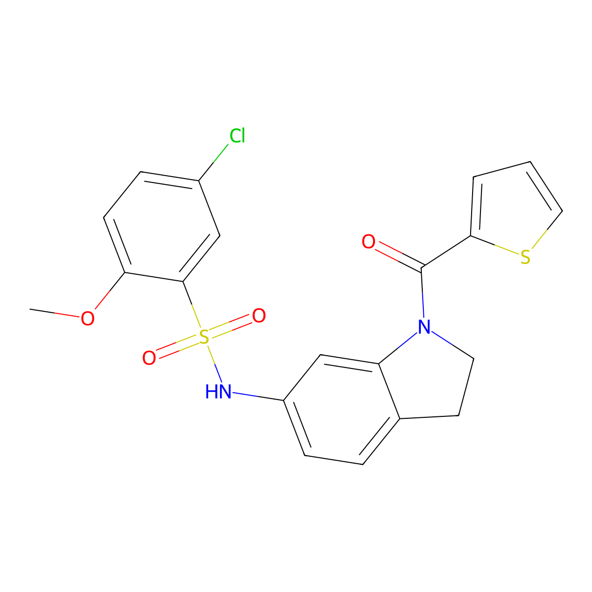 5-chloro-2-methoxy-N-(1-(thiophene-2-carbonyl)indolin-6-yl)benzenesulfonamide molecular structure, CAS 1021208-63-8