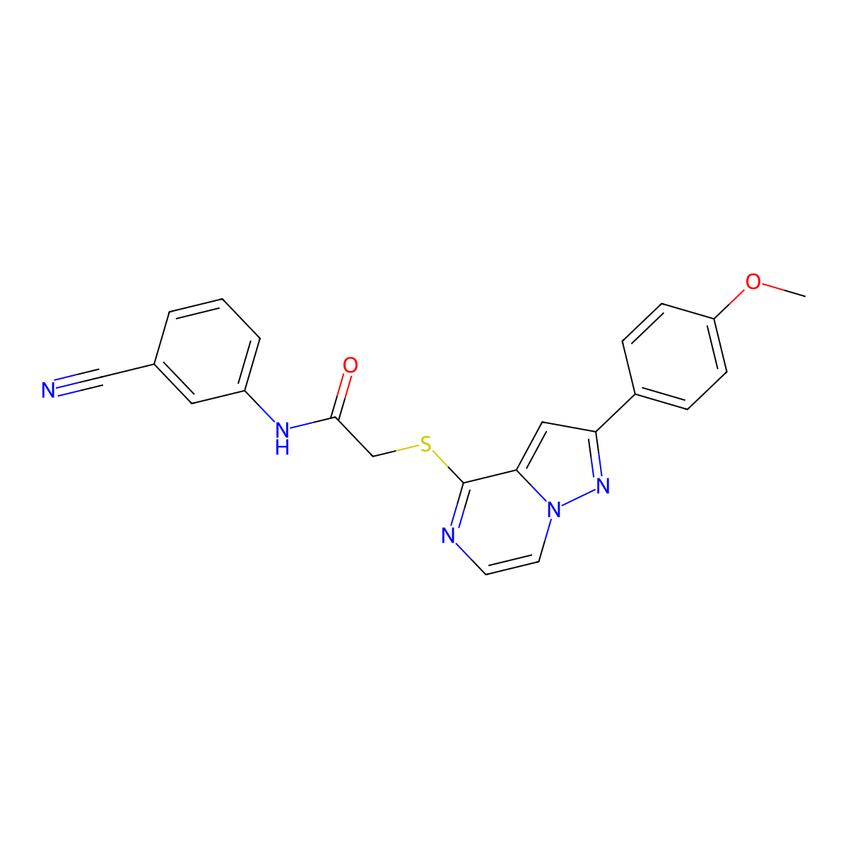 N-(3-cyanophenyl)-2-{[2-(4-methoxyphenyl)pyrazolo[1,5-a]pyrazin-4-yl]sulfanyl}acetamide molecular structure, CAS 1021208-65-0