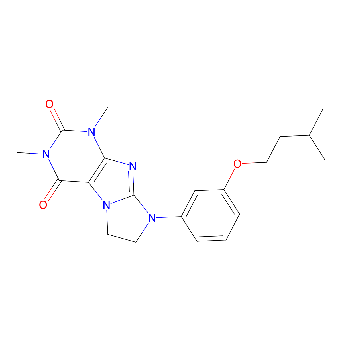 2,4-Dimethyl-6-[3-(3-methylbutoxy)phenyl]-7,8-dihydropurino[7,8-a]imidazole-1,3-dione molecular structure, CAS 1021208-70-7