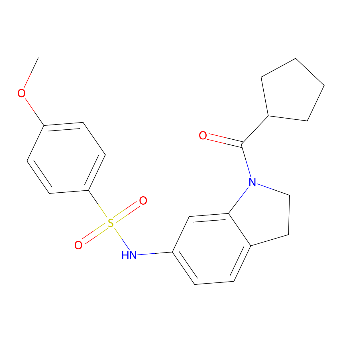 N-(1-(cyclopentanecarbonyl)indolin-6-yl)-4-methoxybenzenesulfonamide molecular structure, CAS 1021208-72-9