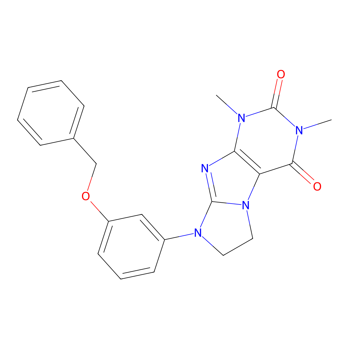 1,3-Dimethyl-8-[3-(phenylmethoxy)phenyl]-1,3,5-trihydroimidazolidino[1,2-h]pur ine-2,4-dione molecular structure, CAS 1021208-76-3